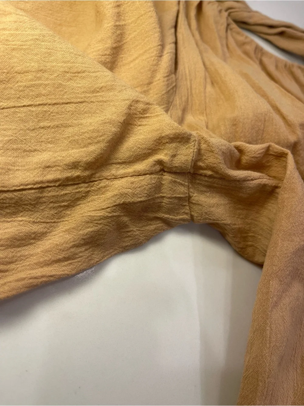 Old Navy Women’s Puff Sleeve Tie-Back Blouse in Tan